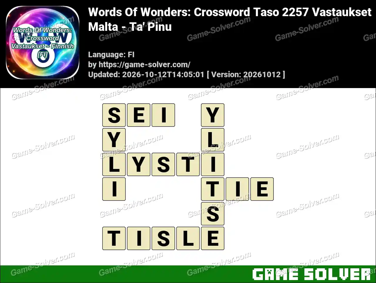 Words Of Wonders: Crossword Taso 2257 Vastaukset – Malta – Ta’ Pinu